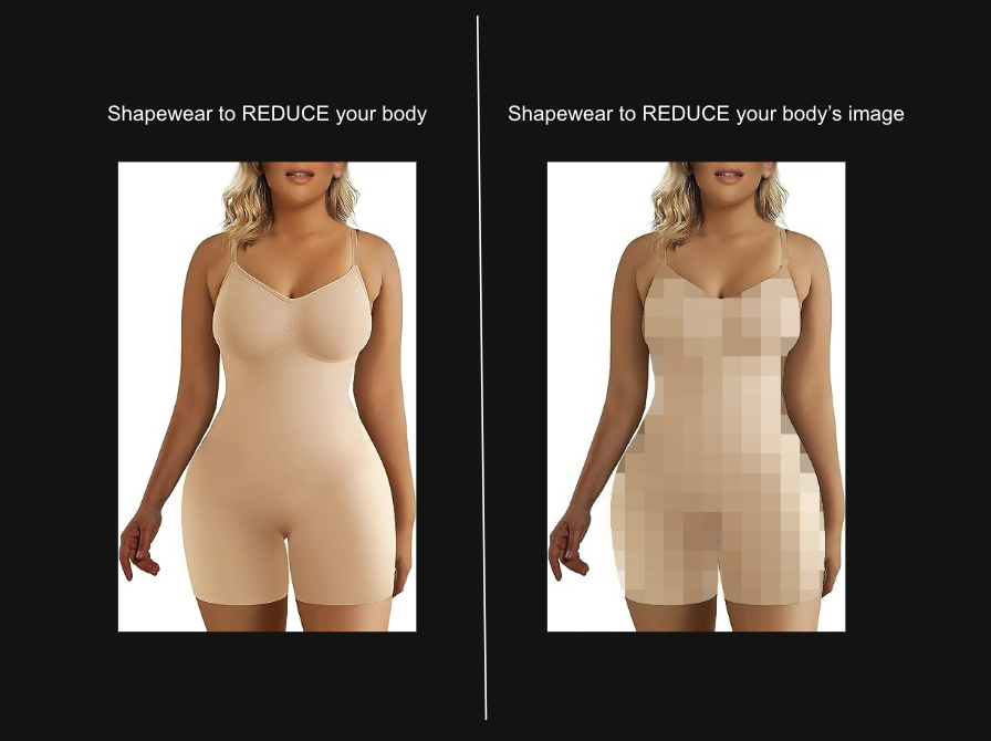 Physical shapewear compared to its digital counterpart