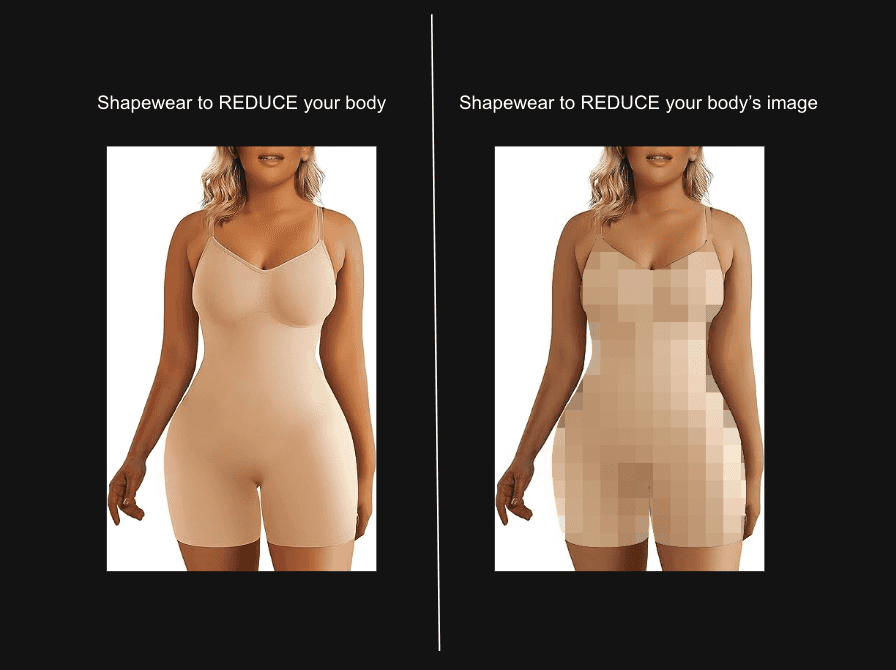 Physical shapewear compared to its digital counterpart