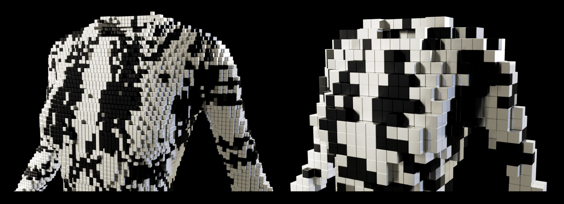 Voxel scale: 0.07 vs. Voxel scale: 0.2 